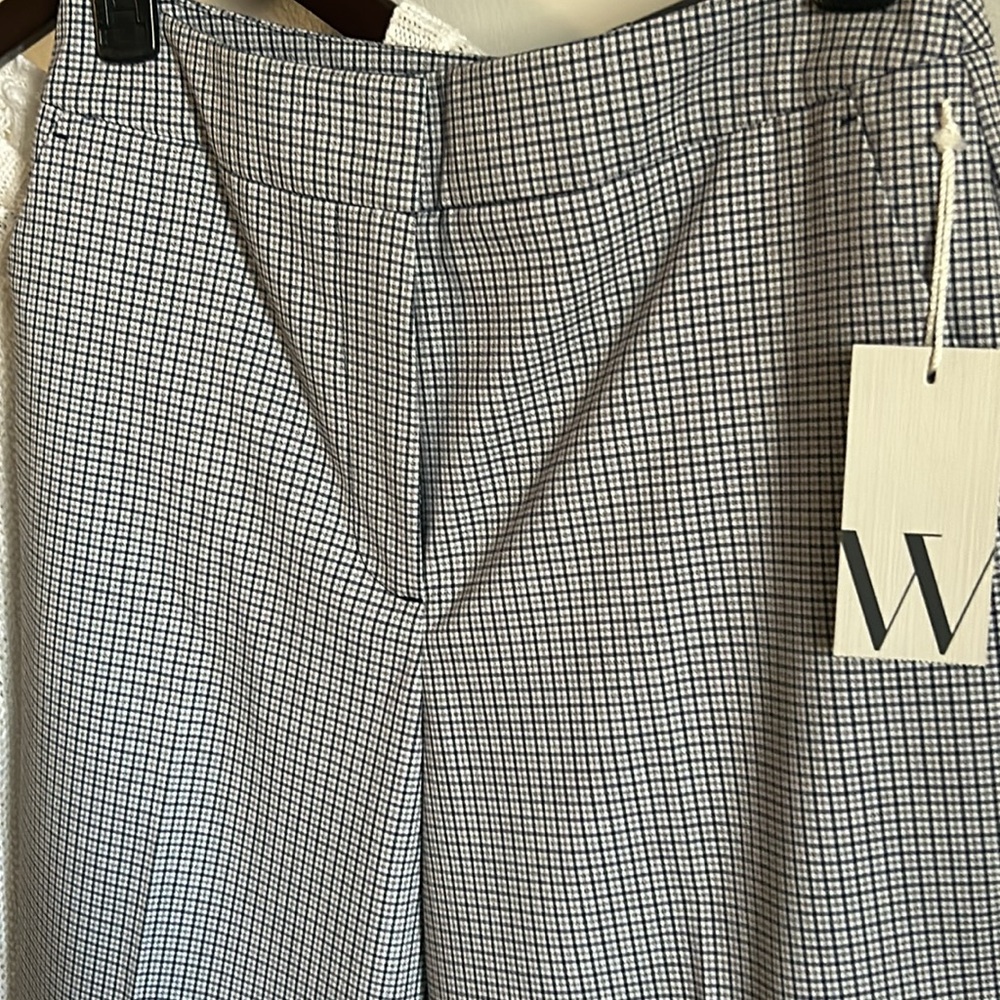 New Worthington Women’s Plaid Checked Petite Wide Leg Trouser Ankle Pant - Picture 4 of 12